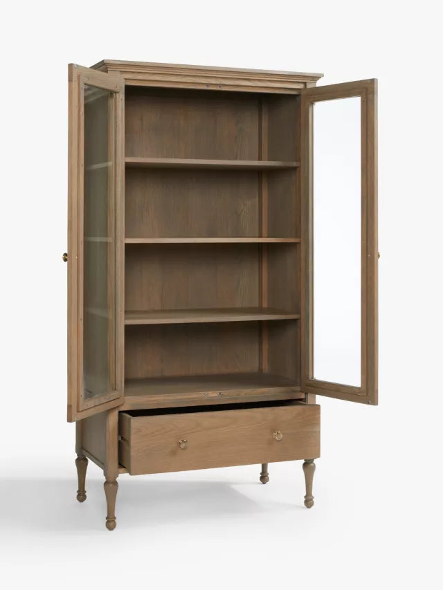 John Lewis Clemence Display Cabinet, Greyed Oak