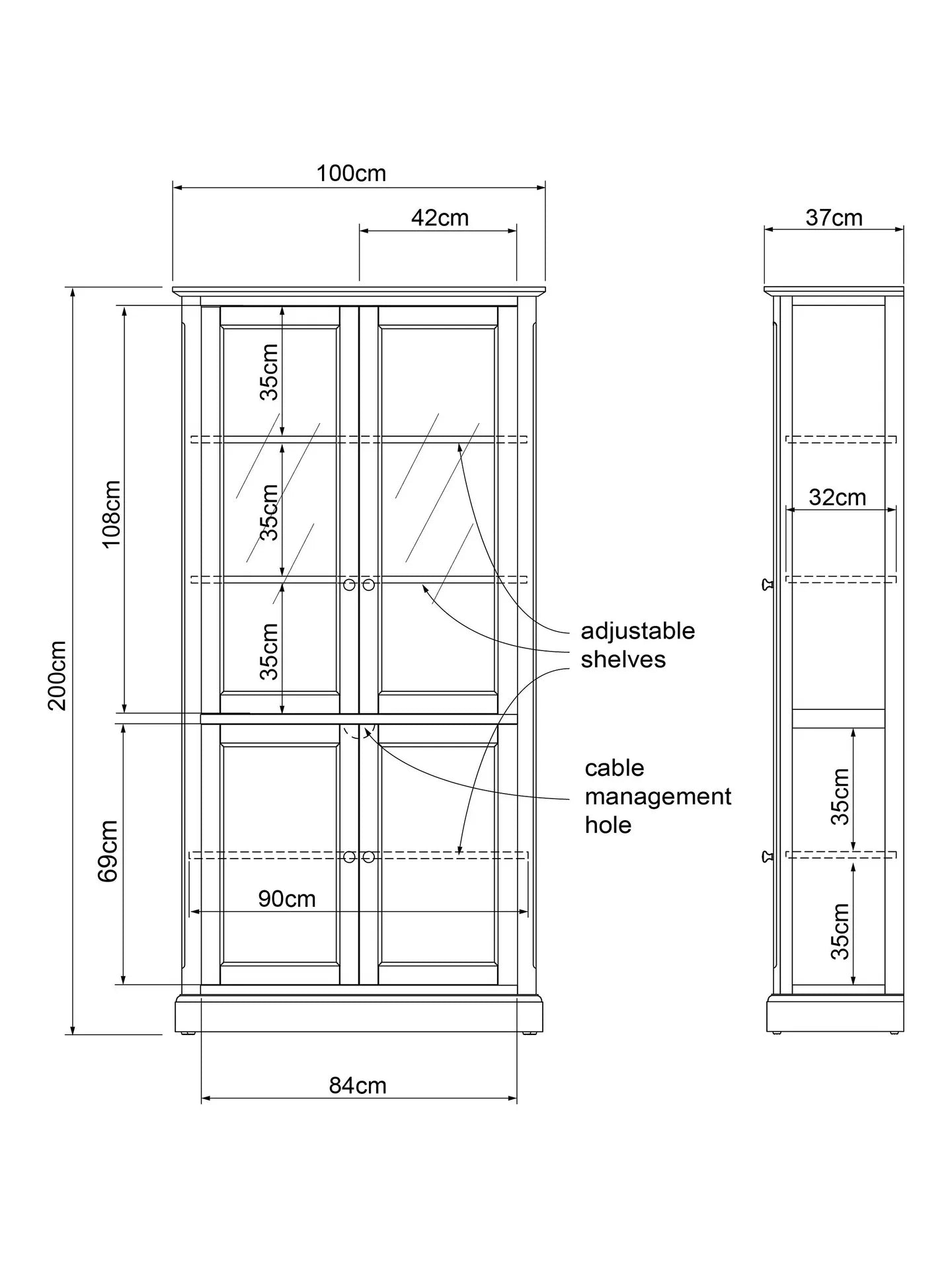 John Lewis Foxmoor Display Cabinet, FSC-Certified, Oak & Cream