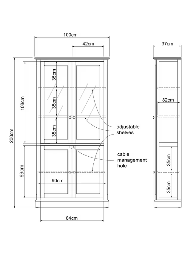 John Lewis Foxmoor Display Cabinet, FSC-Certified, Oak & Cream