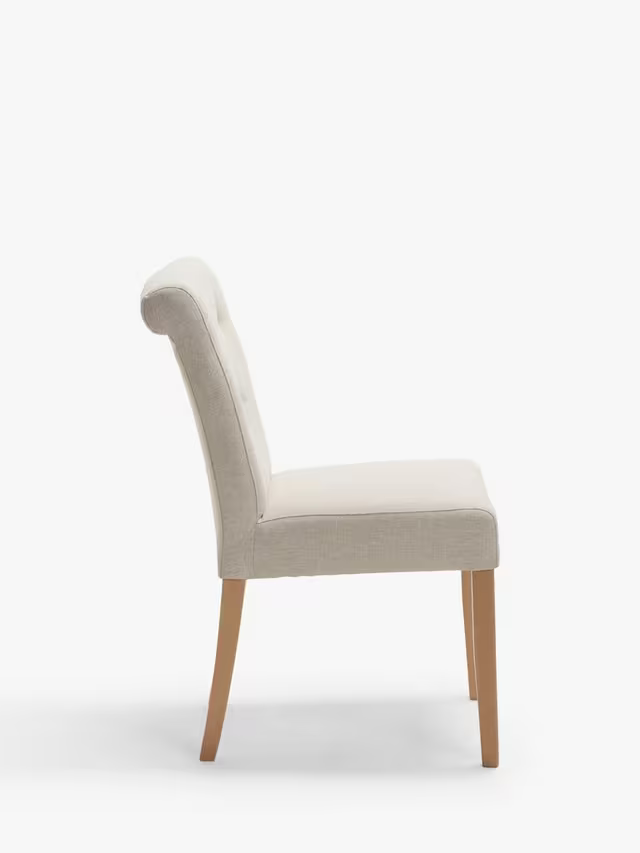 John Lewis Margo Button Back Dining Chair, FSC-Certified (Beech Wood), Brushed Tweed, Natural, Set of 2