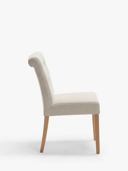 John Lewis Margo Button Back Dining Chair, FSC-Certified (Beech Wood), Brushed Tweed, Natural, Set of 2