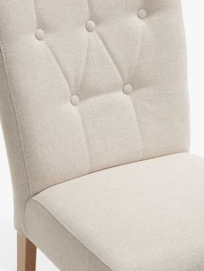 John Lewis Margo Button Back Dining Chair, FSC-Certified (Beech Wood), Brushed Tweed, Natural, Set of 2