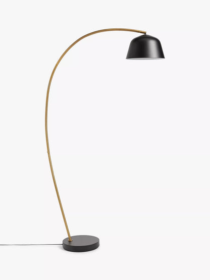 John Lewis Metal Arc Floor Lamp, Black/Brass