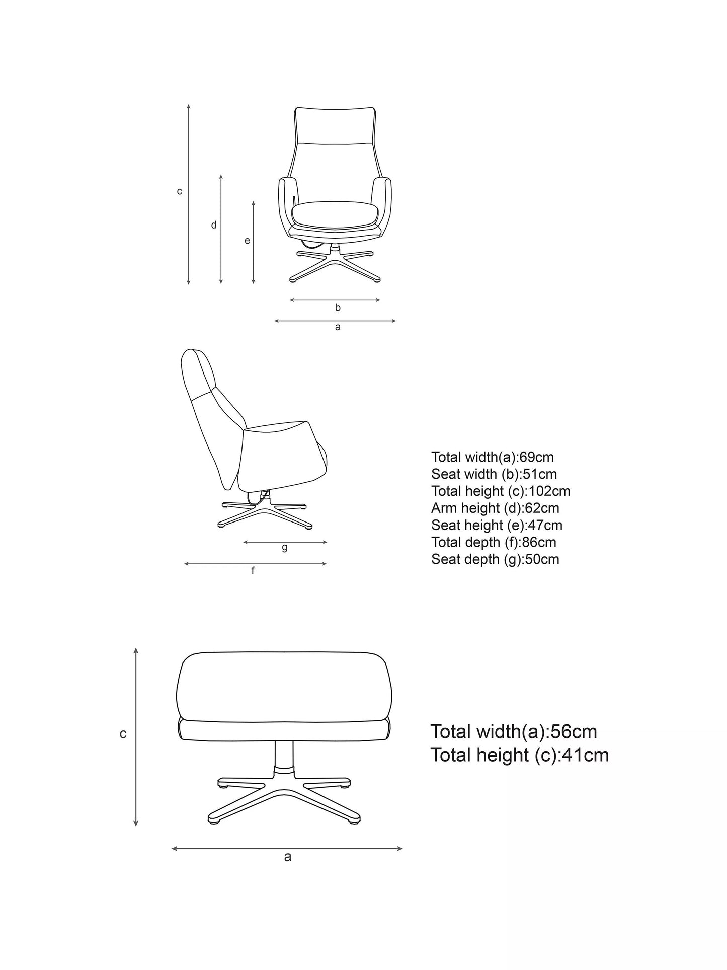 John Lewis Ease Leather Recliner Armchair and Footstool, Stone Leather