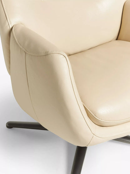 John Lewis Ease Leather Recliner Armchair and Footstool, Stone Leather