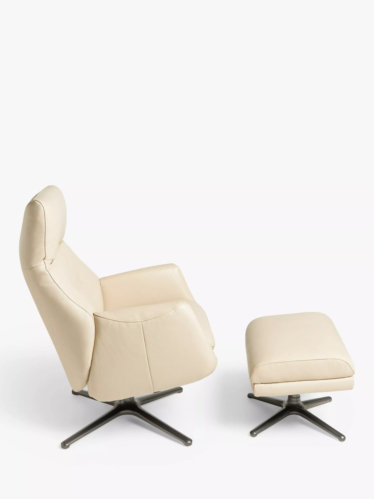 John Lewis Ease Leather Recliner Armchair and Footstool, Stone Leather