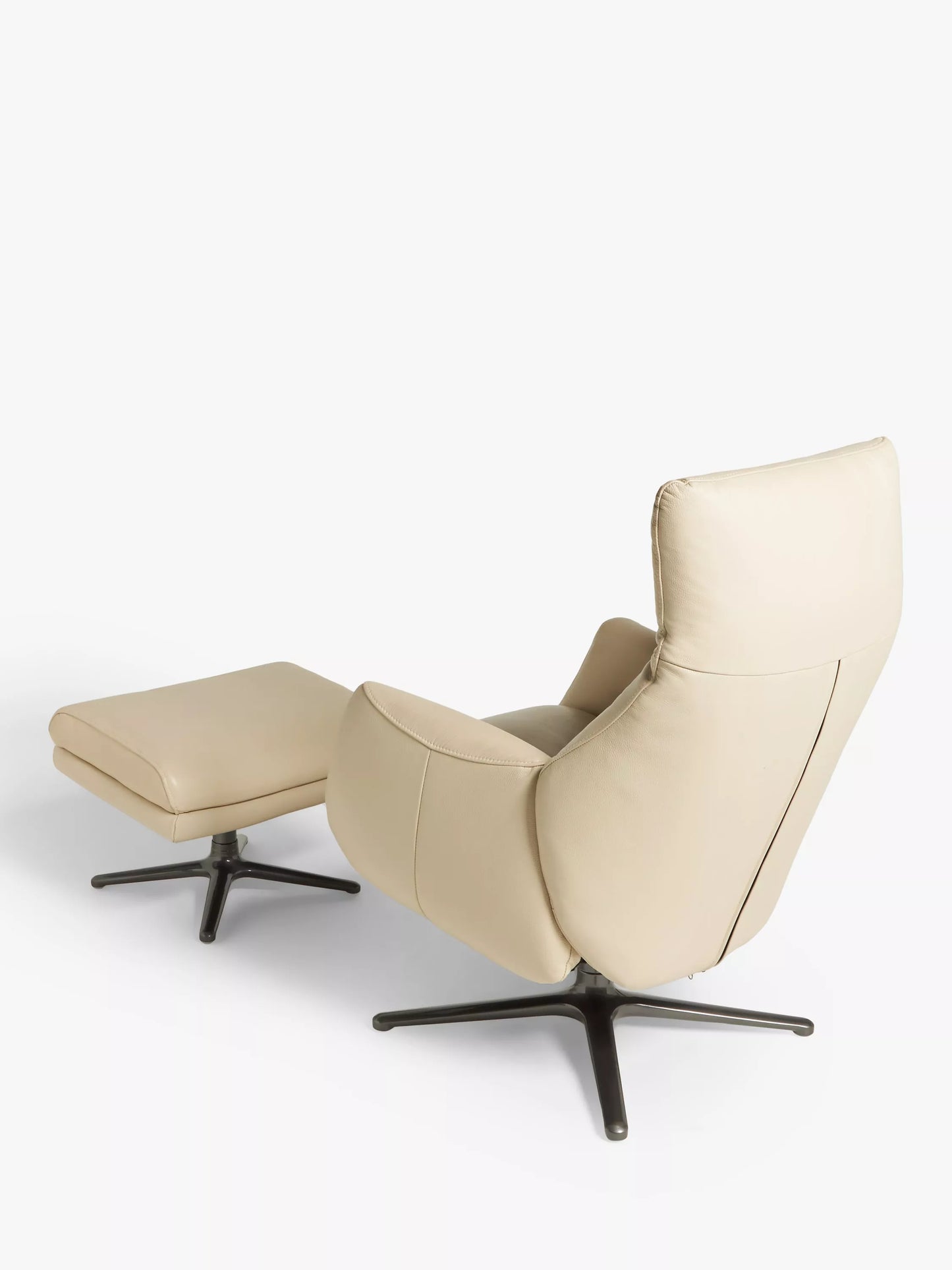 John Lewis Ease Leather Recliner Armchair and Footstool, Stone Leather