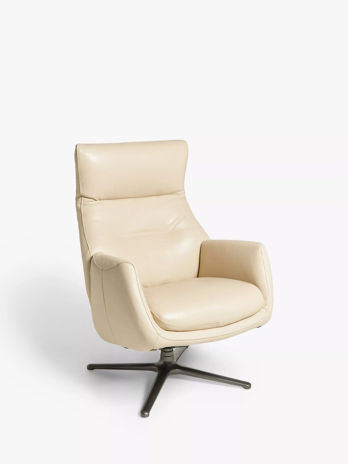 John Lewis Ease Leather Recliner Armchair and Footstool, Stone Leather