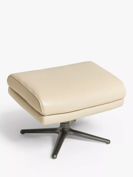 John Lewis Ease Leather Footstool, Stone Leather