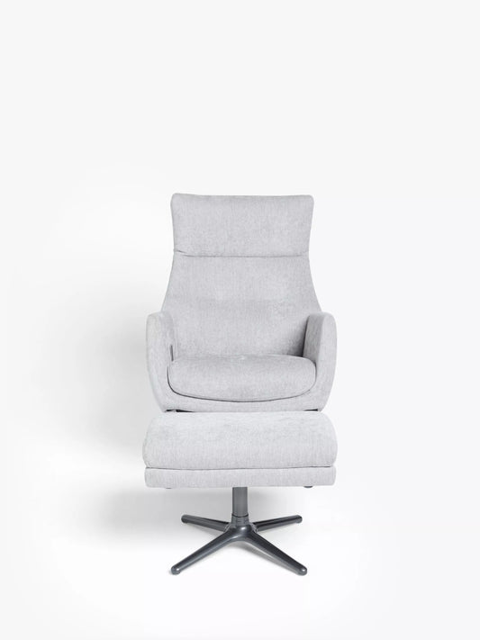 John Lewis Ease Recliner Armchair and Footstool, Soft Weave Grey