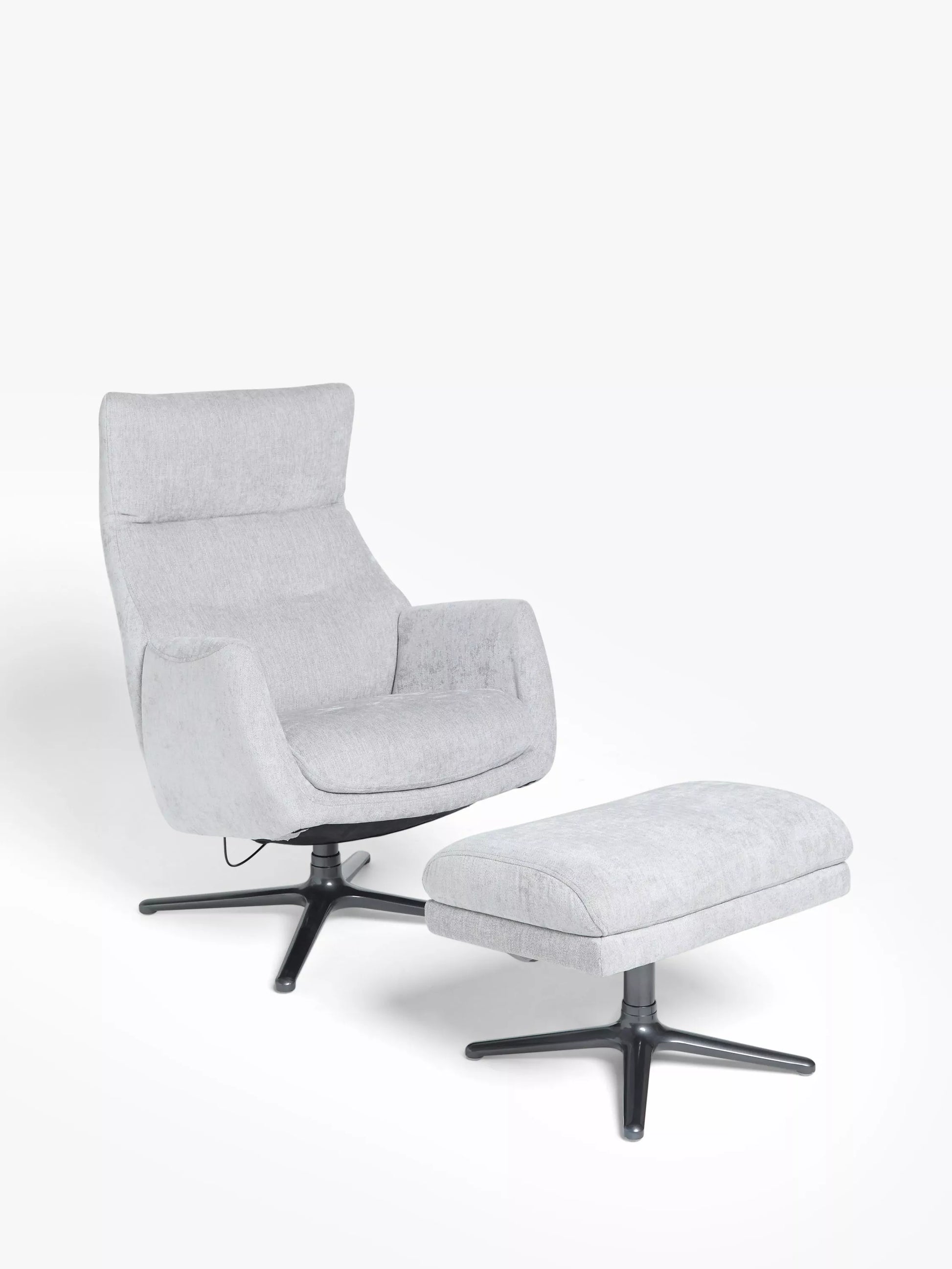 John Lewis Ease Recliner Armchair and Footstool, Soft Weave Grey