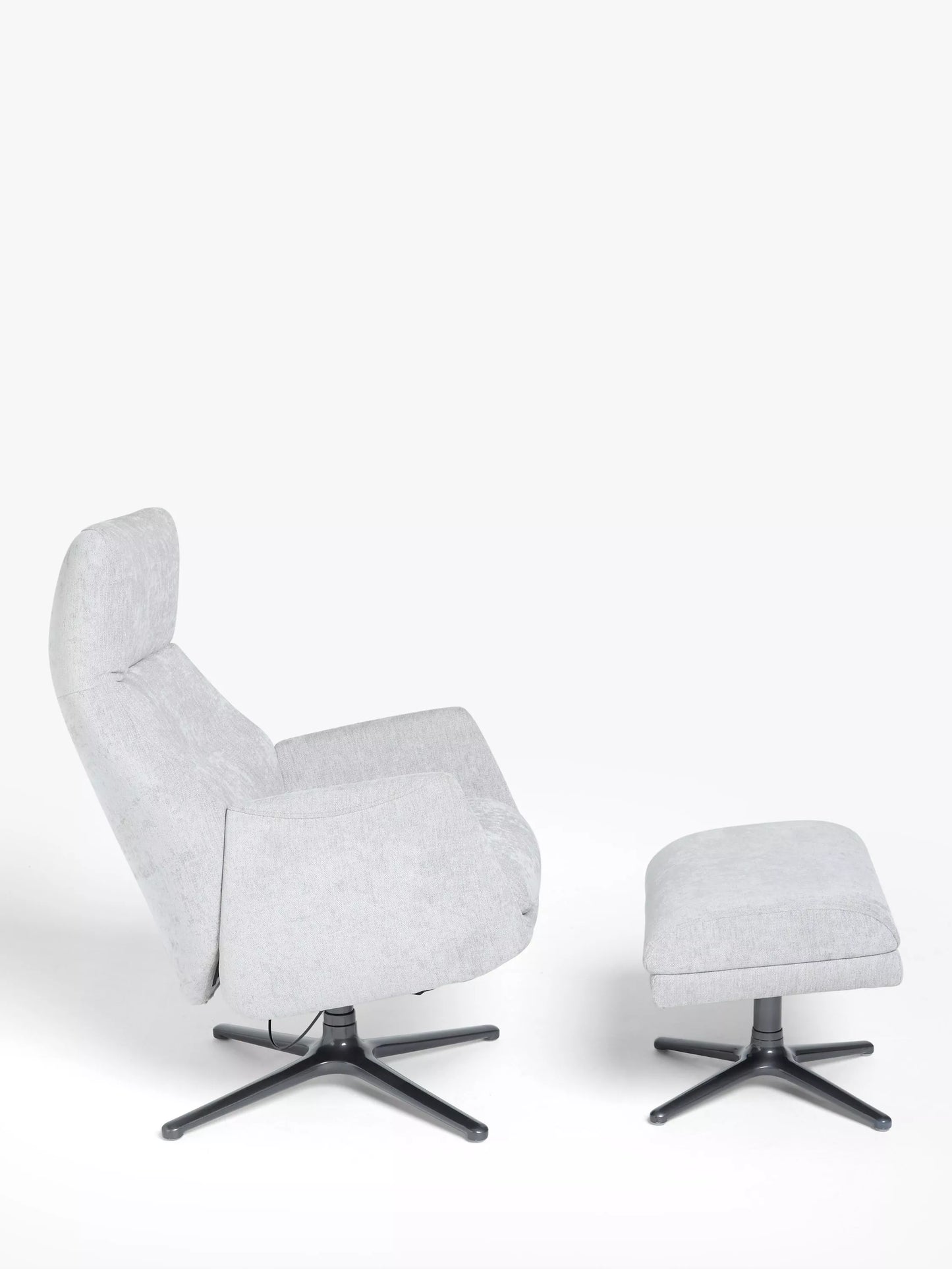John Lewis Ease Recliner Armchair and Footstool, Soft Weave Grey