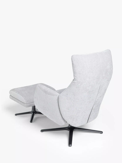 John Lewis Ease Recliner Armchair and Footstool, Soft Weave Grey