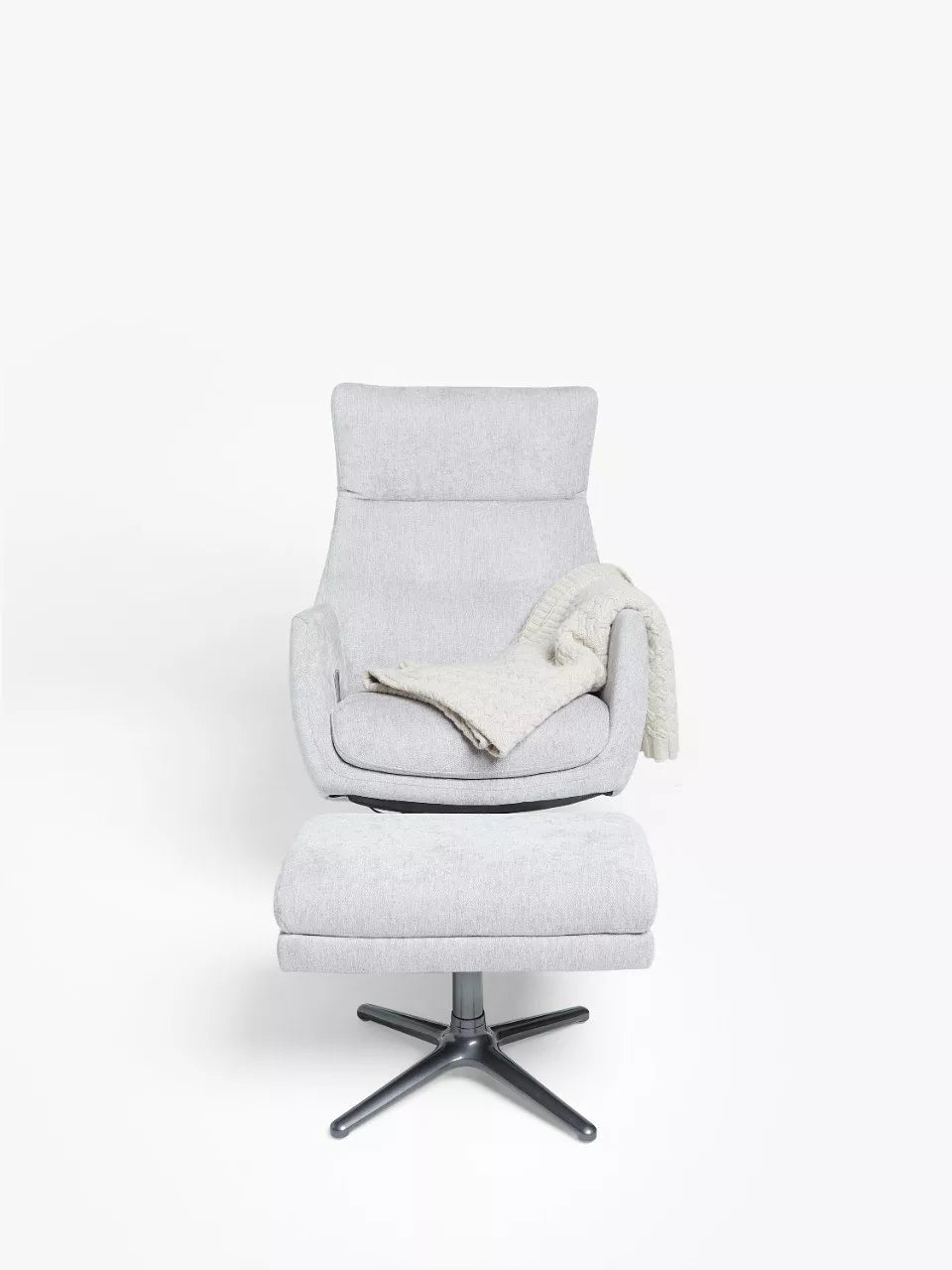 John Lewis Ease Recliner Armchair and Footstool, Soft Weave Grey