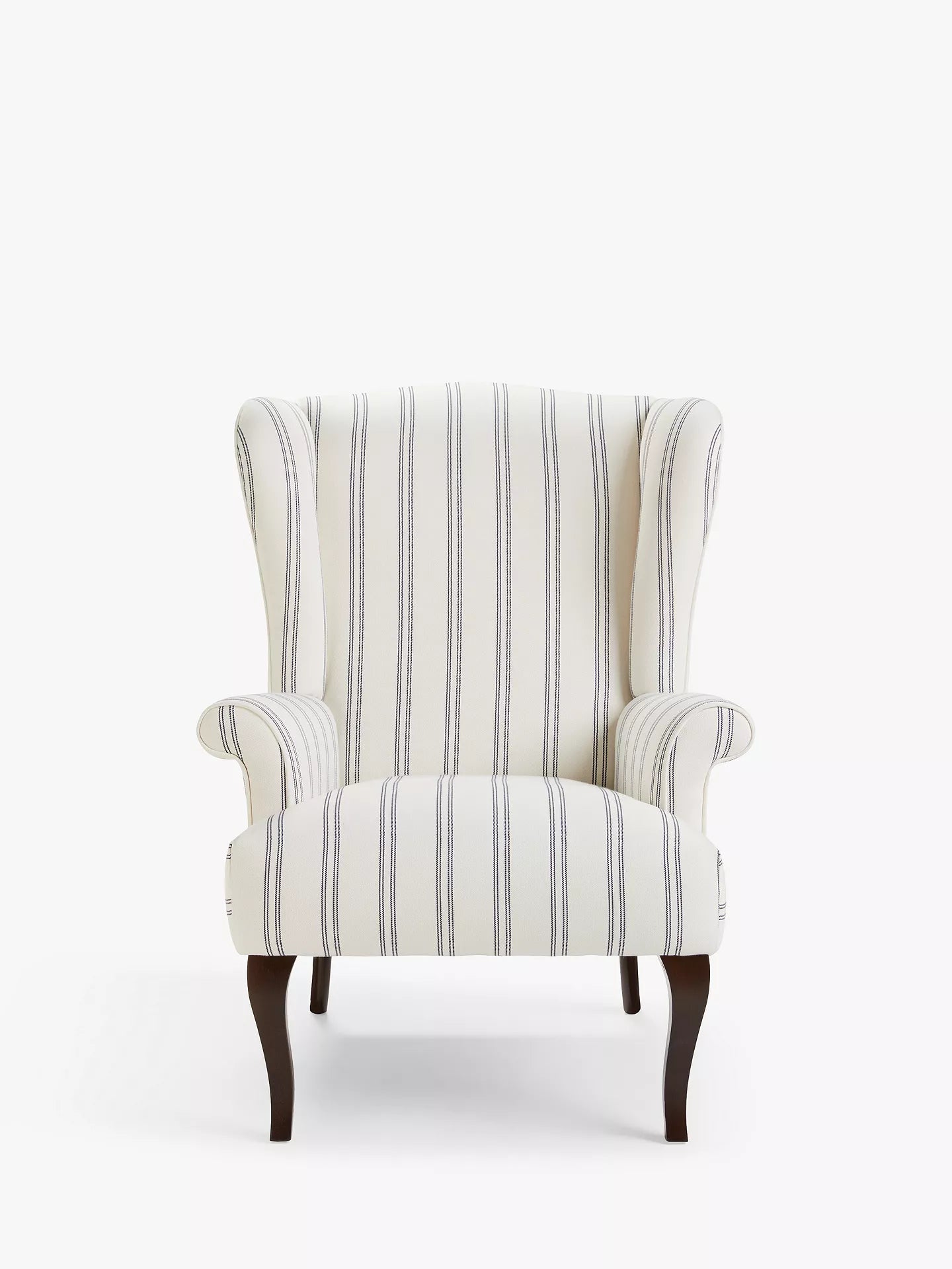 John Lewis Shaftesbury Wing Chair, Dark Leg, Easy Clean Double Stripe Natural