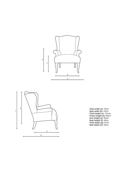 John Lewis Shaftesbury Wing Chair, Dark Leg, Easy Clean Double Stripe Natural