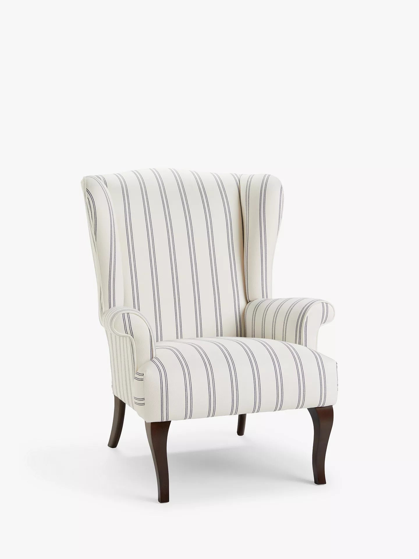 John Lewis Shaftesbury Wing Chair, Dark Leg, Easy Clean Double Stripe Natural