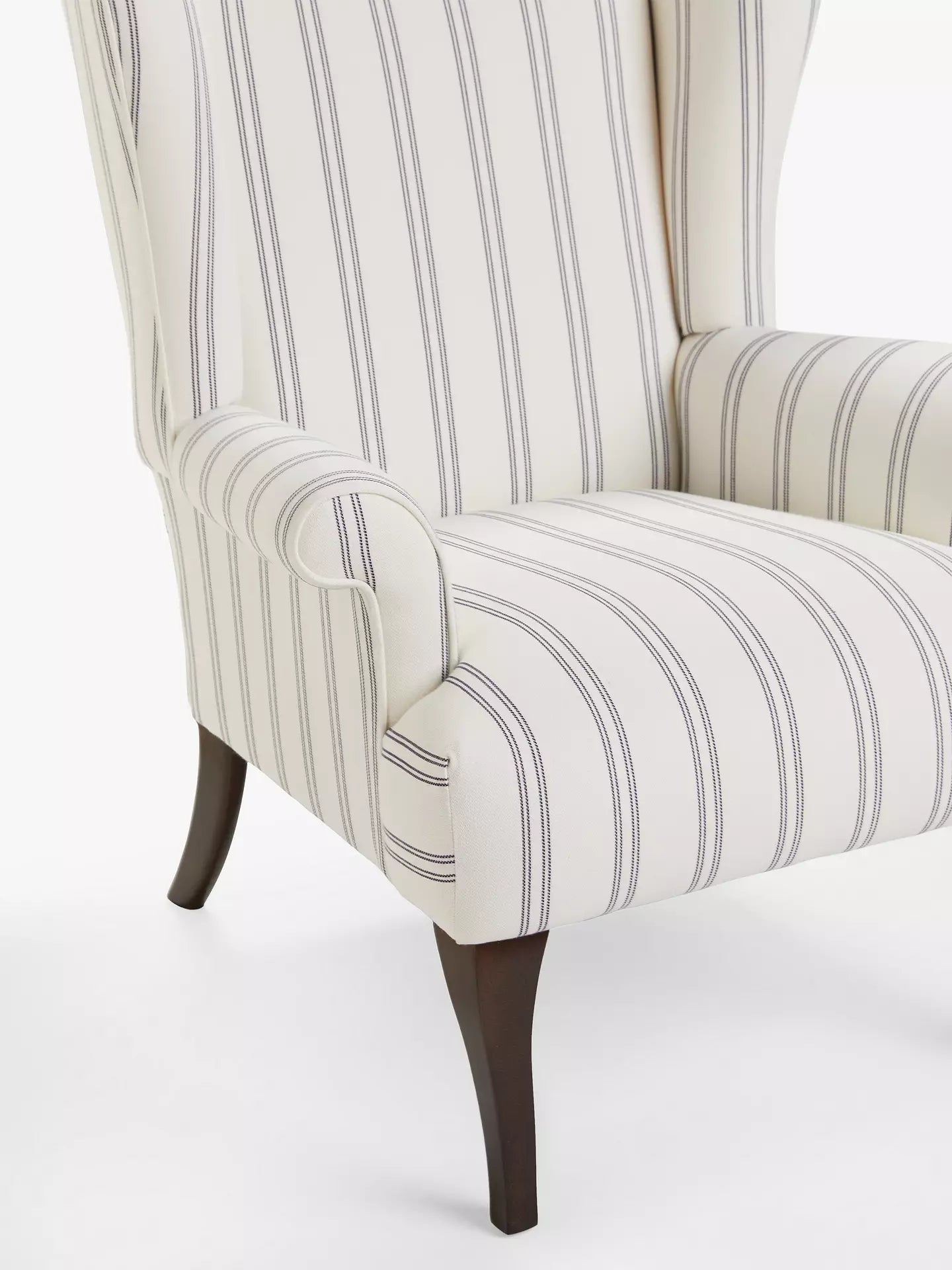 John Lewis Shaftesbury Wing Chair, Dark Leg, Easy Clean Double Stripe Natural