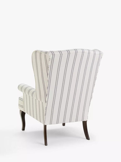 John Lewis Shaftesbury Wing Chair, Dark Leg, Easy Clean Double Stripe Natural