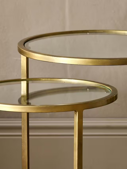 nkuku Nakuru Round Nesting Side Tables, Set of 2, Brass
