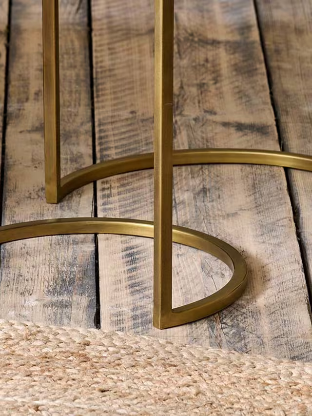 nkuku Nakuru Round Nesting Side Tables, Set of 2, Brass
