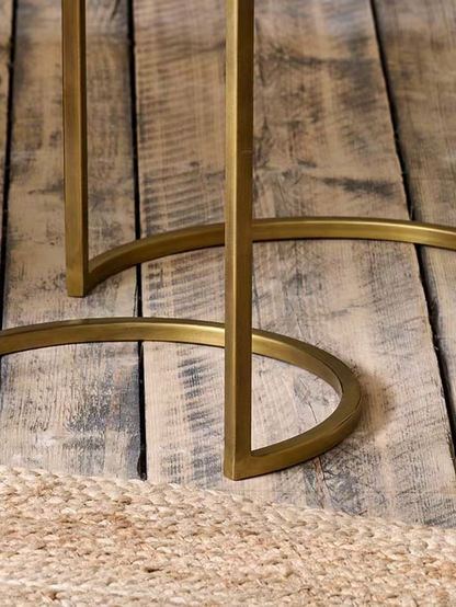 nkuku Nakuru Round Nesting Side Tables, Set of 2, Brass