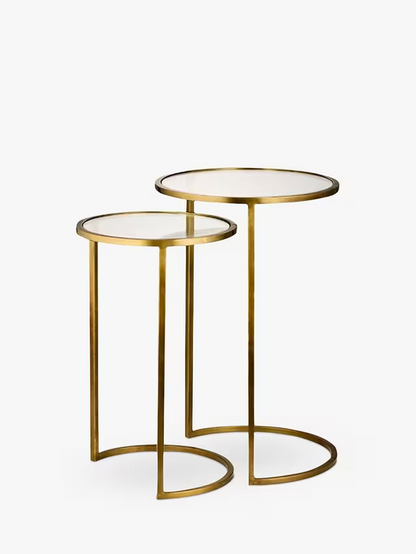 nkuku Nakuru Round Nesting Side Tables, Set of 2, Brass