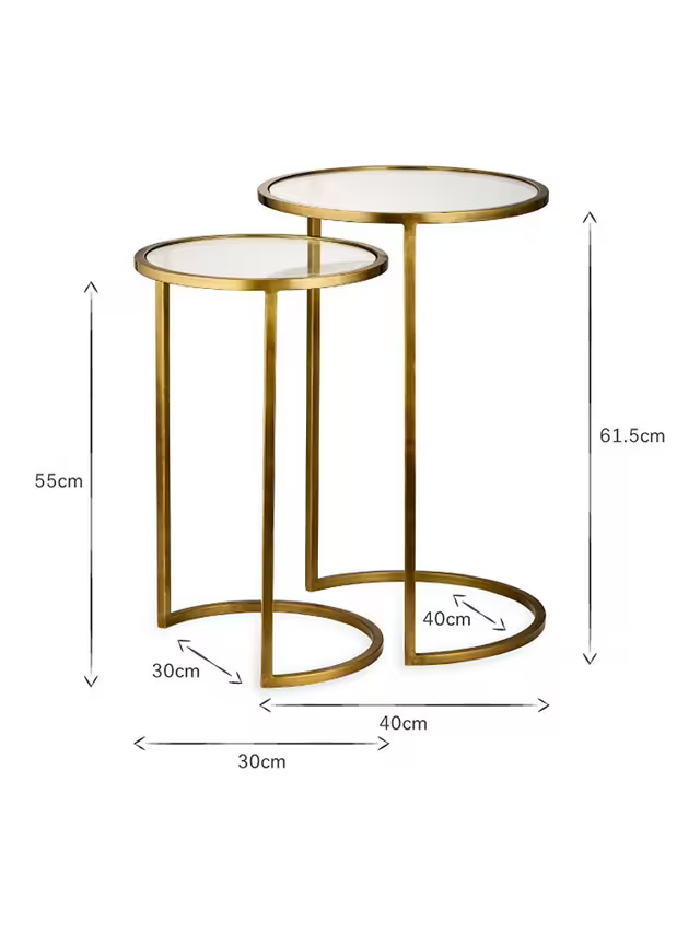 nkuku Nakuru Round Nesting Side Tables, Set of 2, Brass