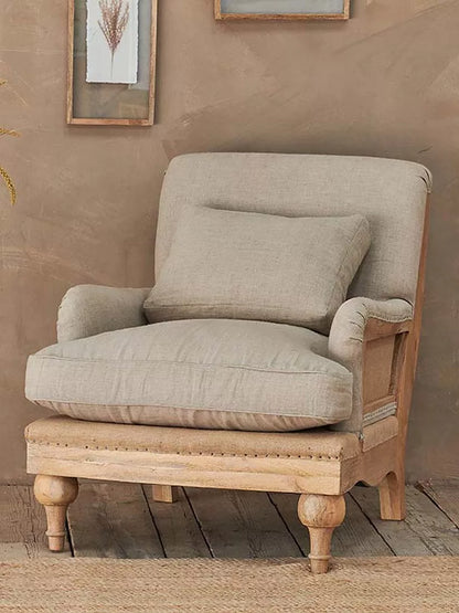 Nkuku Abe Linen Armchair, Stone