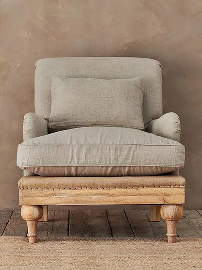 Nkuku Abe Linen Armchair, Stone