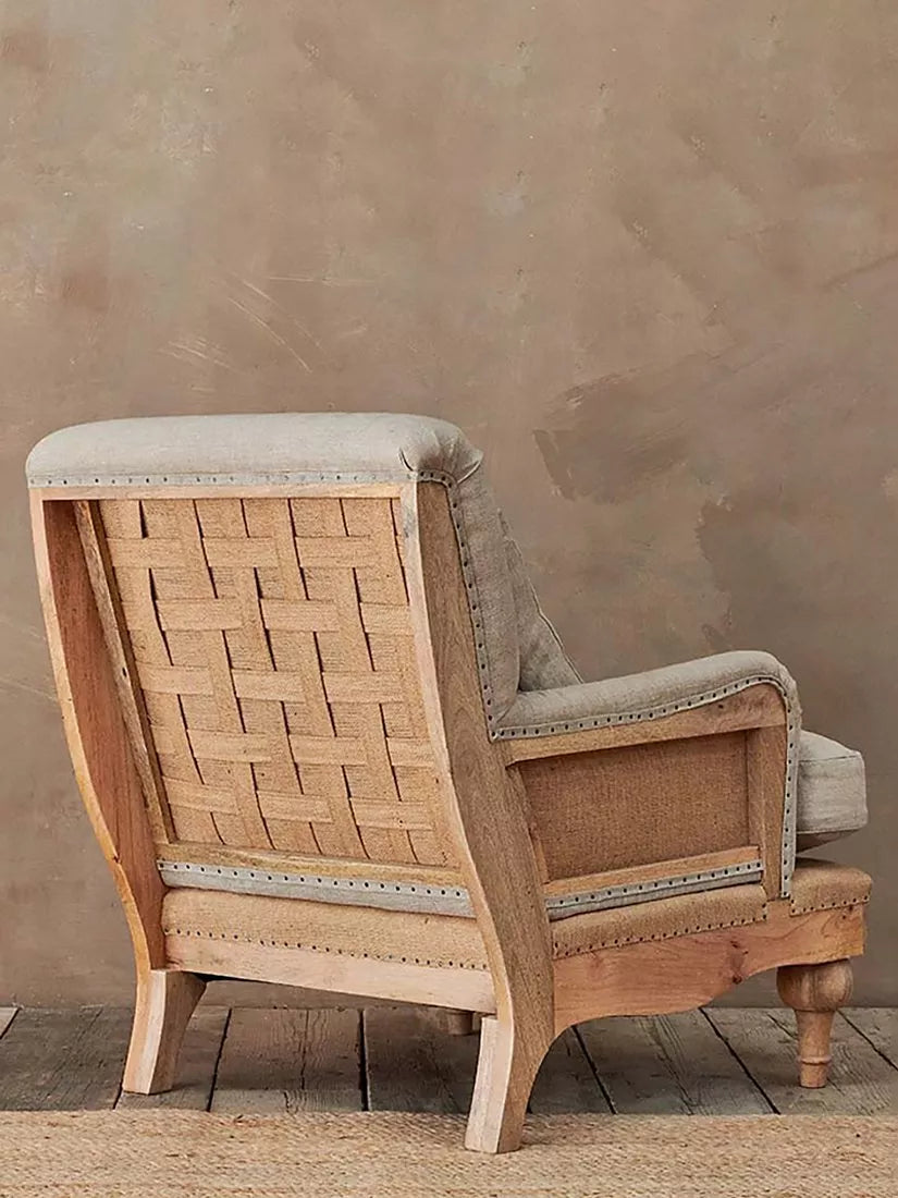 Nkuku Abe Linen Armchair, Stone