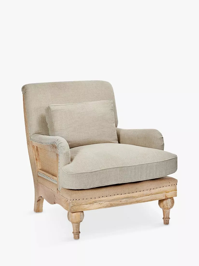 Nkuku Abe Linen Armchair, Stone