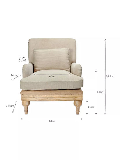 Nkuku Abe Linen Armchair, Stone