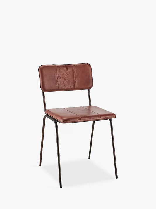 nkuku Ukari Leather Dining Chair, Chocolate Brown