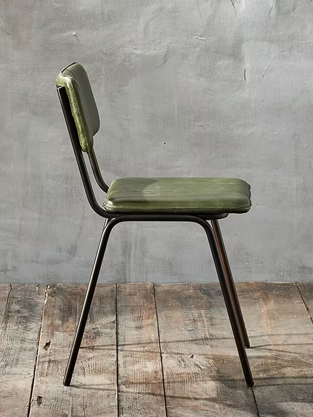 nkuku Ukari Leather Dining Chair, Rich Green