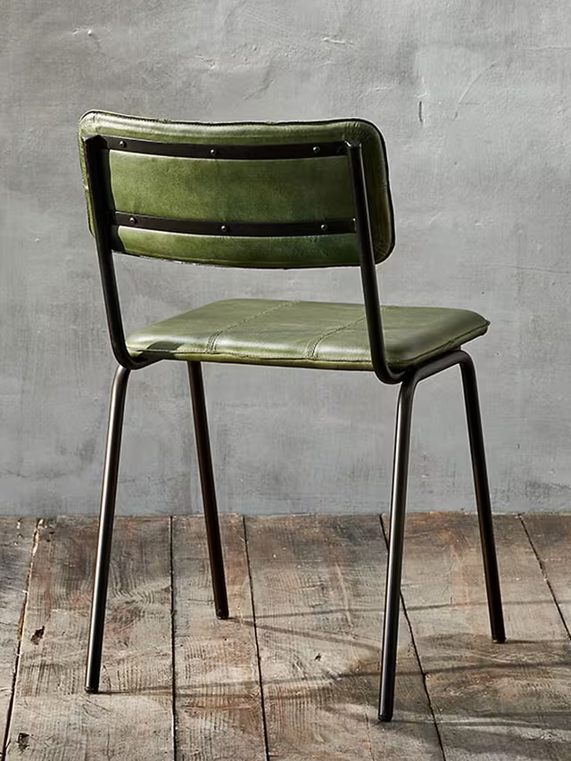 nkuku Ukari Leather Dining Chair, Rich Green
