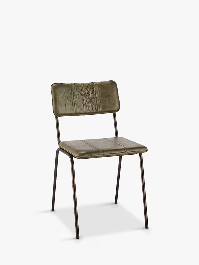 nkuku Ukari Leather Dining Chair, Rich Green