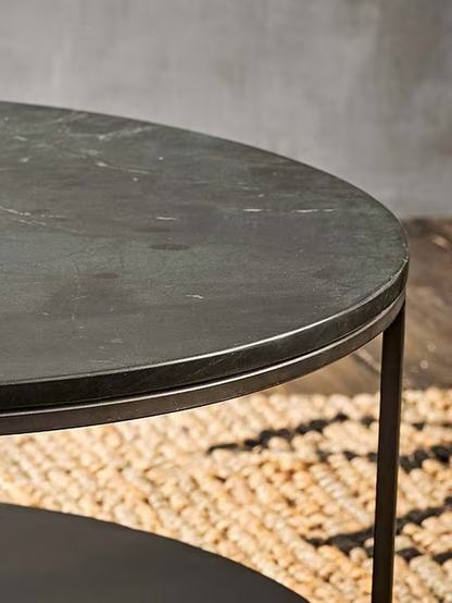 nkuku Karoko Round Marble Coffee Table, Black