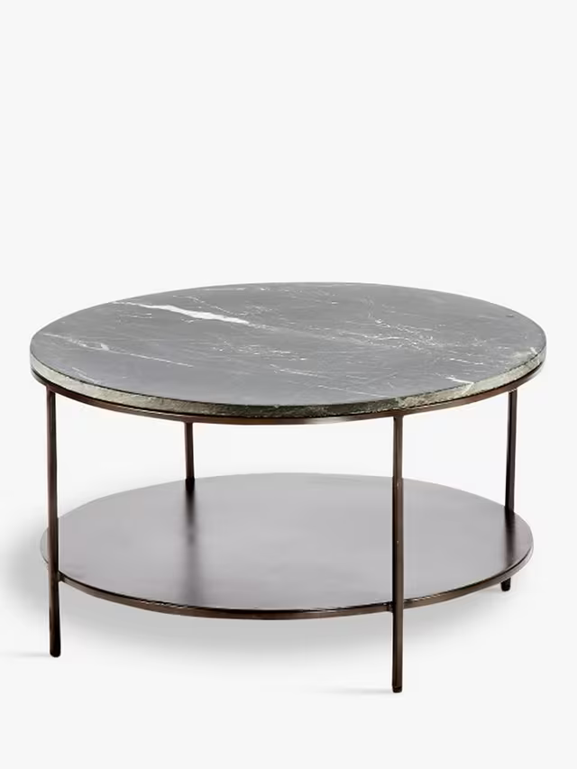 nkuku Karoko Round Marble Coffee Table, Black