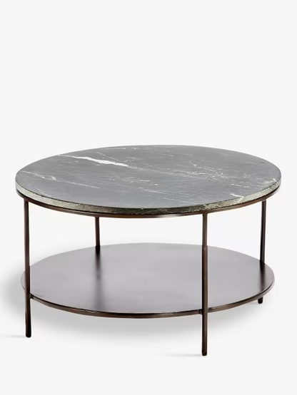 nkuku Karoko Round Marble Coffee Table, Black