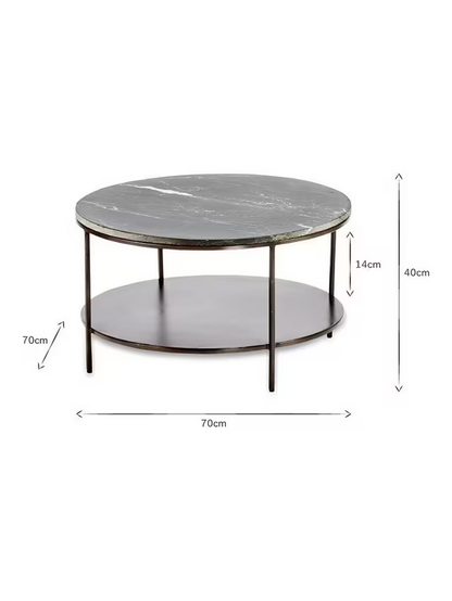 nkuku Karoko Round Marble Coffee Table, Black