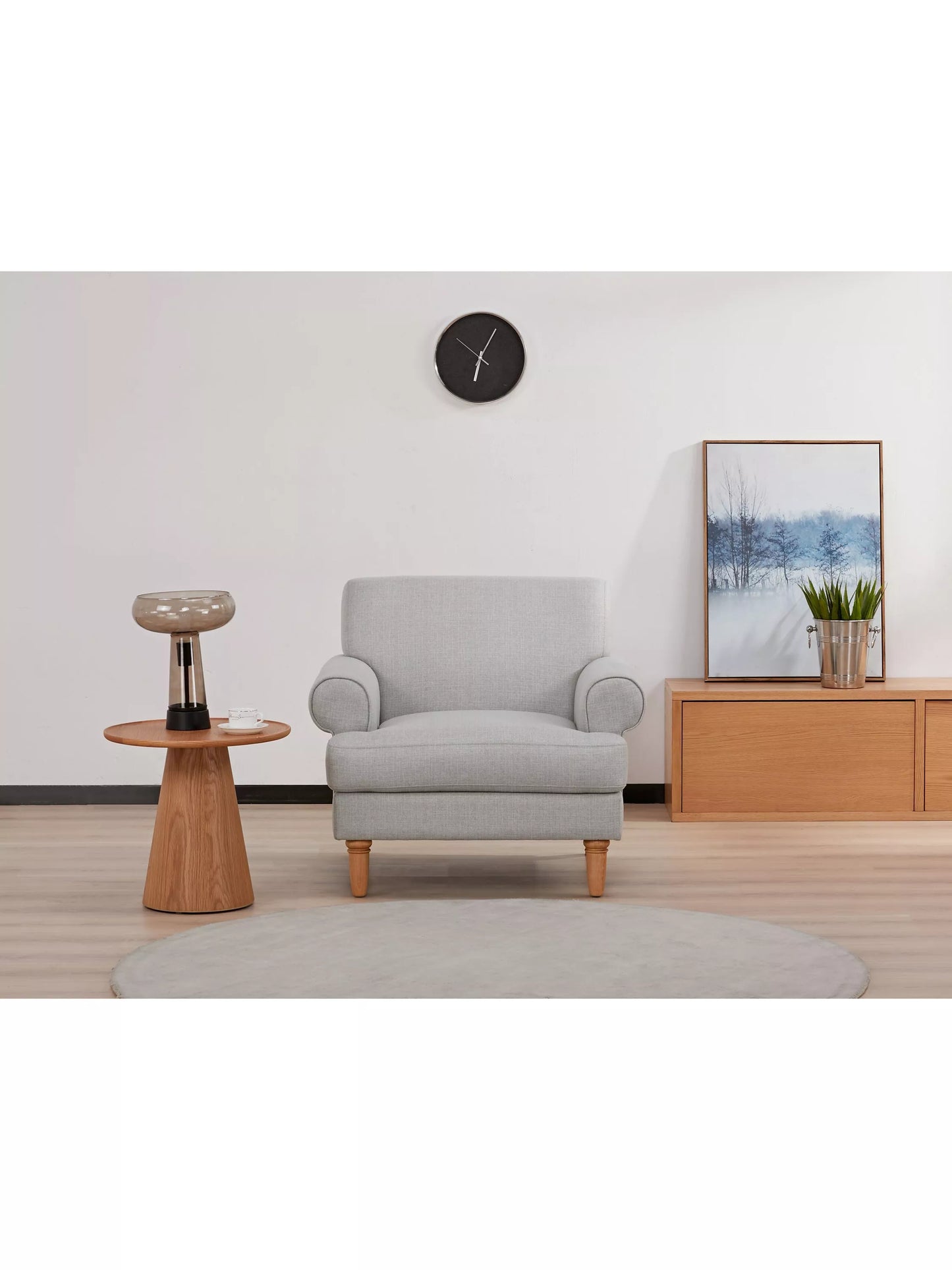 John Lewis Scroll II Armchair, Light Leg, Grey