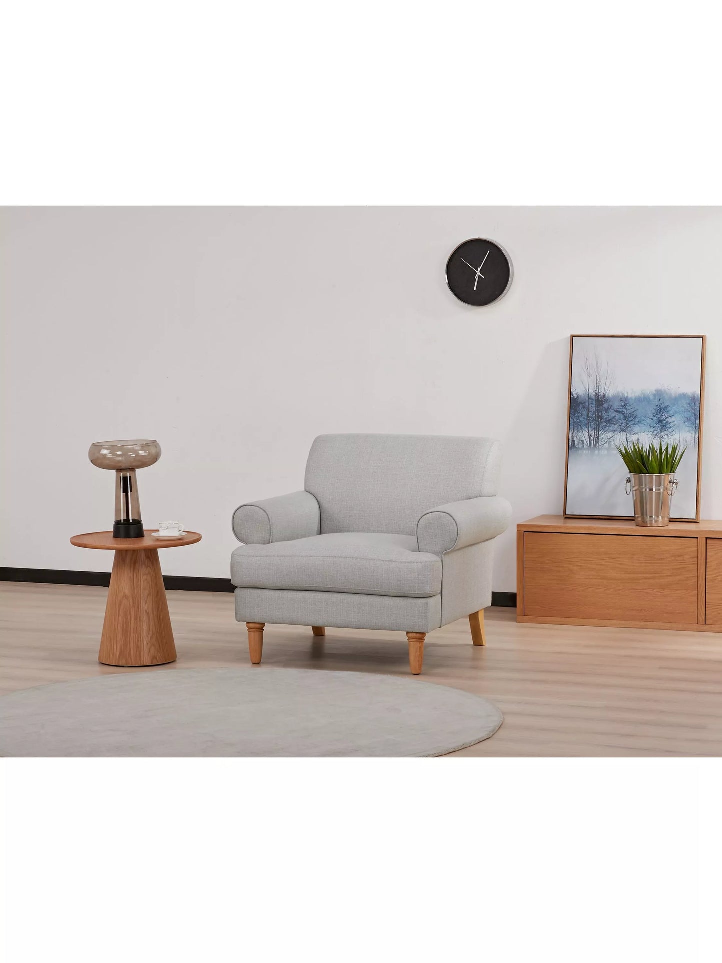 John Lewis Scroll II Armchair, Light Leg, Grey