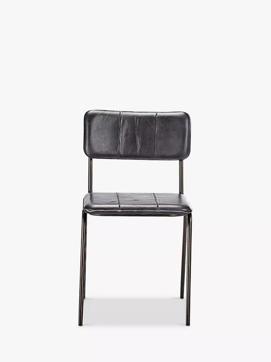 nkuku Ukari Leather Dining Chair, Aged Black