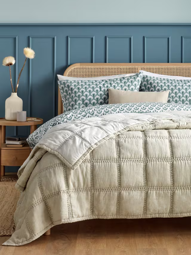 John Lewis Linen Blend Quilt, Natural