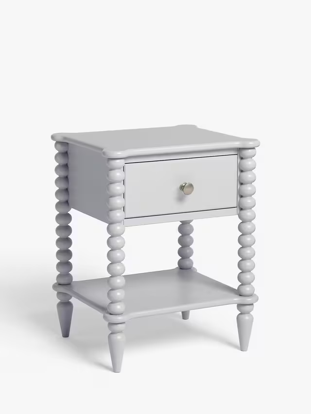 John Lewis Bobbin Grey 1 Drawer Bedside Table Nightstand Bedroom
