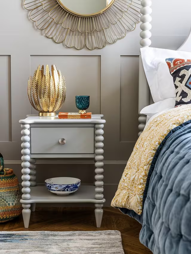John Lewis Bobbin Grey 1 Drawer Bedside Table Nightstand