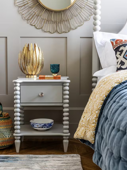 John Lewis Bobbin Grey 1 Drawer Bedside Table Nightstand