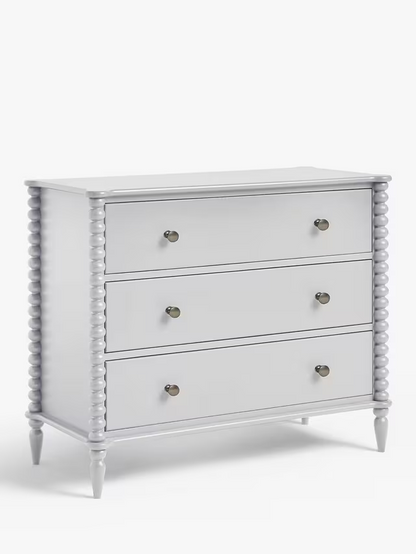 John Lewis Chest of Drawers Bobbin 3 Drawer Grey