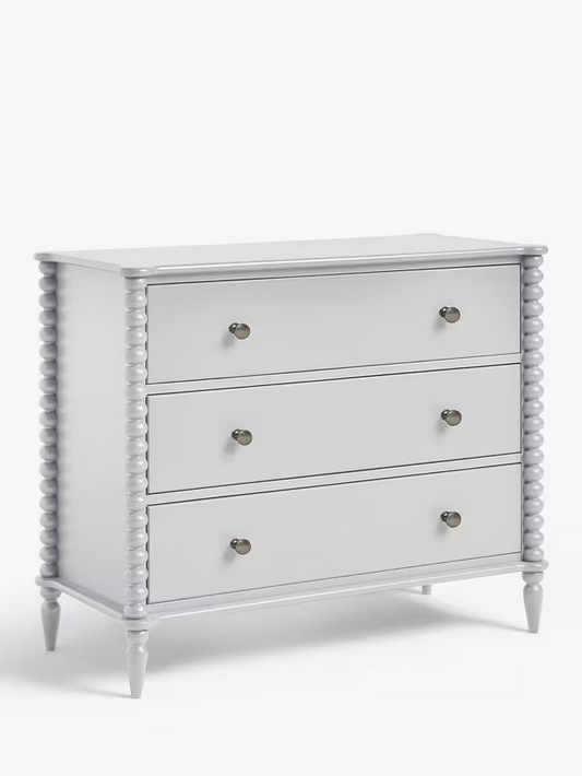 John Lewis Chest of Drawers Bobbin 3 Drawer Grey